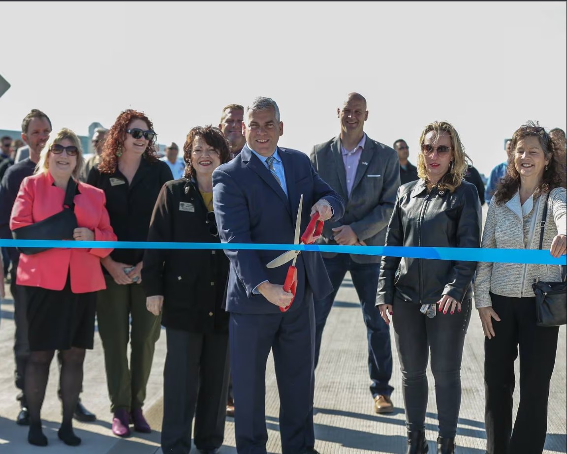 Mayor Bob O'Dekirk at the Houbolt Road bridge ribbon-cutting ceremony. April 27, 2023.